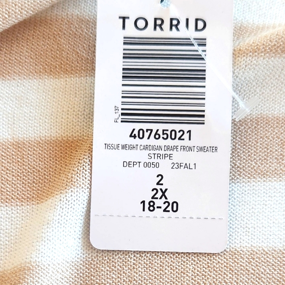TORRID Tissue Weight Cardigan Drape Front Stripe Sweater 2X - Picture 10 of 13